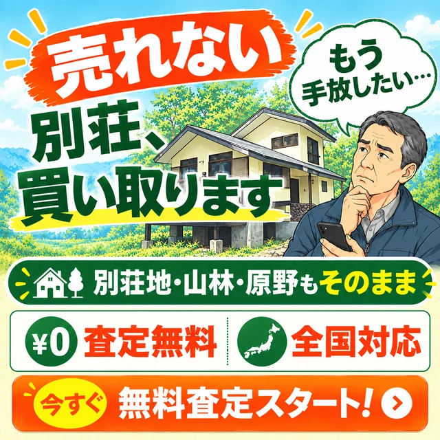 売れない別荘、買い取ります。別荘地・山林・原野もそのまま。査定無料、全国対応